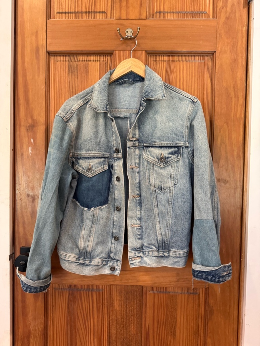 LEVIS Made & Crafted Light Wash Denim Jacket Patchwork WM SZ M